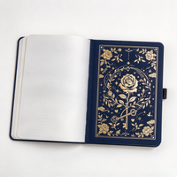 Carnet de notes personnalisé bleu marine à couverture rigide avec gaufrage à chaud doré, journal intime, cadeau avec bande élastique
