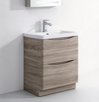 Meubles de salle de bain rectangulaires modernes en MDF pour usage commercial hôtelier, avec miroir éclairé par LED