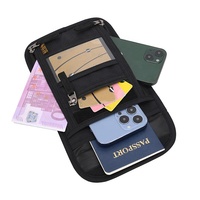 Tas selempang saku perjalanan, tas ponsel, tas selempang leher nilon Passport tahan air