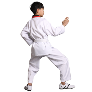Uniforme Taekwondo Dobok Bianca con Collo a V Nero, Spedizione Gratuita, Uniforme Taekwondo ITF - Product Image 3