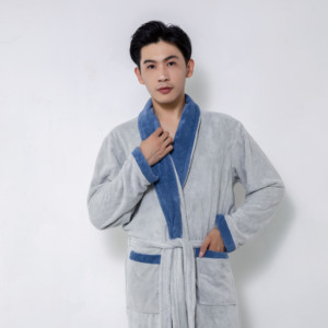 Accappatoio in Spugna Unisex, Vestaglia da Notte per Uomo, Abbigliamento da Casa Casual, Lussuoso Accappatoio in Velluto Corallo Personalizzato per Donna - Product Image 3