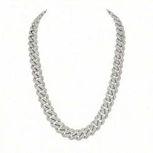 Collier chaîne cubaine en argent sterling 925 avec moissanite, plaqué rhodium, coupe brillante ronde, bijoux hip-hop - Product Image 1
