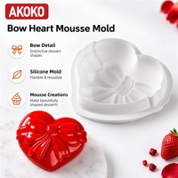 Moule en silicone AKOKO en forme de cœur pour boîte cadeau, qualité alimentaire, pour mousse, chocolat, pâtisserie française et desserts
