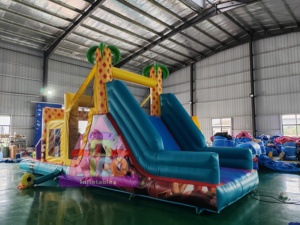 Pista de Obstáculos Inflable con Temática de <span class=keywords><strong>Monos</strong></span>, Toboganes de Palmeras y Zonas de Juego Interactivas para Niños, Ferias de Verano, Eventos en el Patio Trasero - Product Image 3