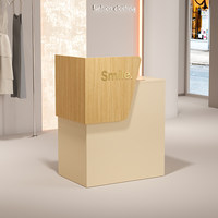 Comptoir de caisse pour petit salon de beauté et de manucure, réception pour influenceurs, simple, économique, commercial, de style crème, table de bar oblongue