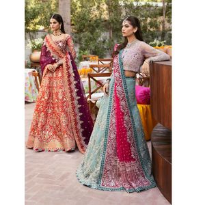 Anarkali Lehenga Choli pakistanais pour femmes, broderie de style nuptial, travail de pierres, manches longues, robe longue de soirée - Product Image 6
