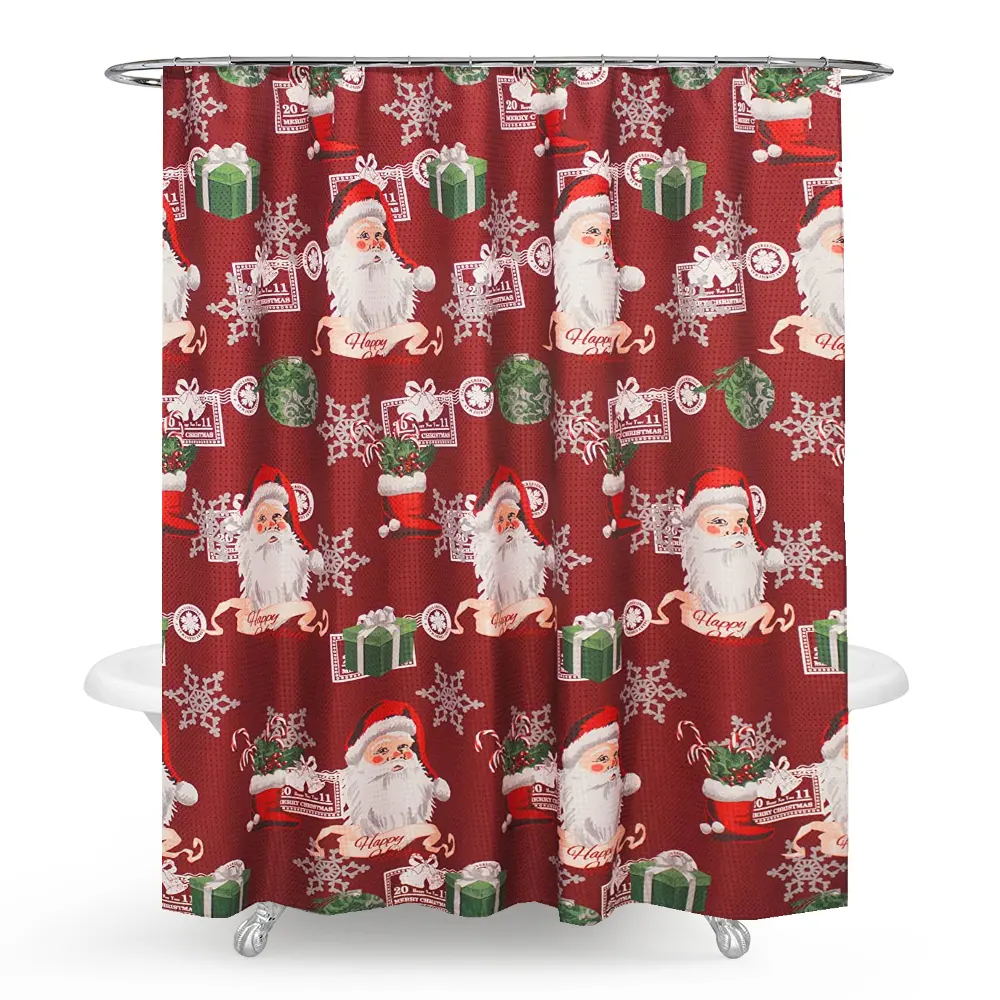 Snowman Design Digital Print Christmas /Waterproof Polyester Fabric Shower Curtain
