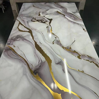 Nouveau design, panneau mural en feuille de marbre UV à lignes dorées, revêtement en PVC à lattes, plaque UV en plastique, léger, imperméable, pour hôtel