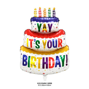 Palloncino in Foil a Tre Strati 102*63cm per Torta di Compleanno, Candele Colorate, 'Evviva, <span class=keywords><strong>è</strong></span> il Tuo Compleanno', Decorazione per Feste di Bambini con Elio - Product Image 5
