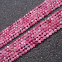 Vente en gros de tourmaline rose naturelle, pierres rondes à facettes, perles de cristal naturelles en vrac de 2mm 3mm 4mm pour la fabrication de bijoux de collier