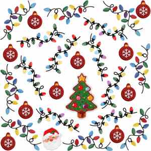 Patch brodé thermocollant coloré Père Noël de Noël avec bande lumineuse pour vêtements - Product Image 1
