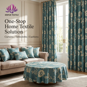 Rideaux Jacquard de Luxe Prêts à Poser en Velours Texturé, Taille Personnalisée, Motif Floral Susta, <span class=keywords><strong>Tissu</strong></span> Teint en Fil 100% Polyester - Product Image 1