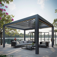 Pergola motorisée en aluminium avec toit à lames bioclimatiques et stores intégrés pour jardin, pavillon, terrasse