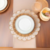 Sets de table floraux en rotin PP tressé à la main, tapis isolants de cuisine, assiettes de présentation en rotin pour table de mariage, décorations murales en rotin