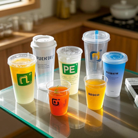 Gobelet jetable en plastique PET PP compostable avec couvercle 12 oz 16 oz 20 oz 24 oz pour emballage de restaurant