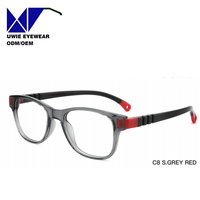 Ukuran 45-18-135 Bingkai Kacamata Resep Persegi TR90 Kustom OEM Anti-Cahaya Biru untuk Anak-Anak Remaja Produsen China Merek UWIE Model