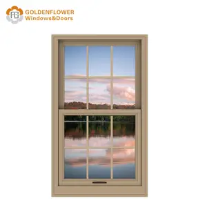 Perfiles de ventanas de patrón deslizante personalizados baratos con marco de estilo americano, ventana de doble suspensión Vertical colgada individual