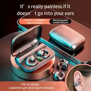 Earphone olahraga nirkabel terlaris, earphone kait telinga Bluetooth, klip telinga, earphone gaming nirkabel TWS