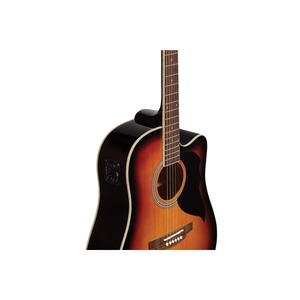 Guitares acoustiques EKO GUITARS - CW Eq Brown Sunburst avec table en épicéa, dos et côtés en Okoume, manche en Roupana, touche en Roupana - Product Image 3