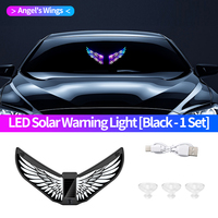 Feu de signalisation LED solaire pour aile de voiture, lumière décorative pour pare-brise arrière avec capteur de lumière + capteur de vibration