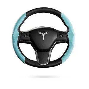 QIYU Factory Ultra-Thin Sweat-Absorbent Suede Steering Wheel Cover Tesla Model 3/Model Y Factory Made Steering Wheel Protector