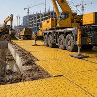 Tapis de protection du sol en HDPE de qualité supérieure, panneau routier temporaire robuste pour la construction, épaisseur 10-15 mm, 4x8 pieds