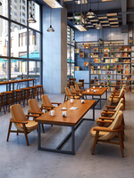 Table à manger longue en bois sur mesure, avec structure métallique, écologique, pour plusieurs personnes, idéale pour restaurants, villas et salles de réunion