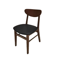 Chaise de restaurant moderne en bois massif avec siège en cuir, chaise de salle à manger, chaise d'appoint en bois pour restaurant et café