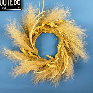 Última Novedad en Flores y Plantas Secas, Corona Artificial de Pampas para Decoración de Puerta Principal, Corona Artificial de Pampas Otoñal - Product Image 3