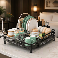Étagère de rangement métallique pour comptoir de cuisine, 5 niveaux, avec panier égouttoir pour évier, support pour bols et extension d'évier, également utilisable comme étagère d'extension pour rebord de fenêtre