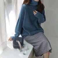 Pull à col roulé épaissi pour femmes automne hiver décontracté pull haut tricoté pour le confort