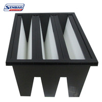 Filtre à air HEPA H13 H14 certifié ISO9001, efficacité de 99,99 %, 0,3 micron, type V, pour système HVAC, construction en boîte, filtration moyenne