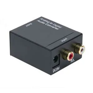 Conversor de áudio analógico digital, rca r/l áudio estéreo para óptico toslink ou saída coaxial