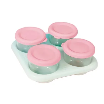 Hot Sale BPA Free Reusable Glass Material 4 Pieces 75ml Baby Food Supplement Box Set For Baby