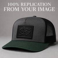 Gorra Trucker Premium con Parche de Cuero 3D en Relieve, Malla Negra en la Parte Trasera, Visera Curva, Cierre a Presión, Logotipo Personalizado, Fabricante de Ropa Urbana