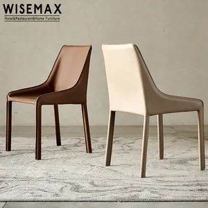 WISEMAX mobilya lüks restoran mobilya yemek sandalyesi seti modern eyer deri turuncu yüksek geri yemek sandalyesi otel ev için
