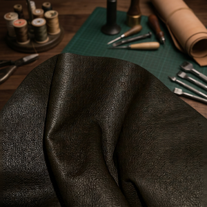 Cuero Vacuno Genuino con Textura Granulada Marrón, Patrón Sólido para Manualidades - Product Image 1
