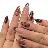 Faux ongles à presser tendance en gros, pré-dessinés, en acrylique, couvrance totale, à coller, carrés, pour doigts et orteils, avec colle, fournitures OEM