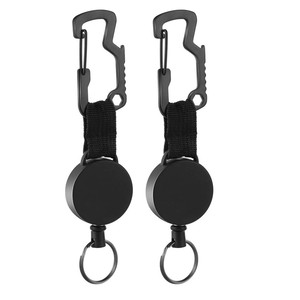 Lanière porte-clés multifonction en acier inoxydable pour l'extérieur, avec ouvre-bouteille et pince requin, pour clés et carte d'identité, noire - Product Image 5