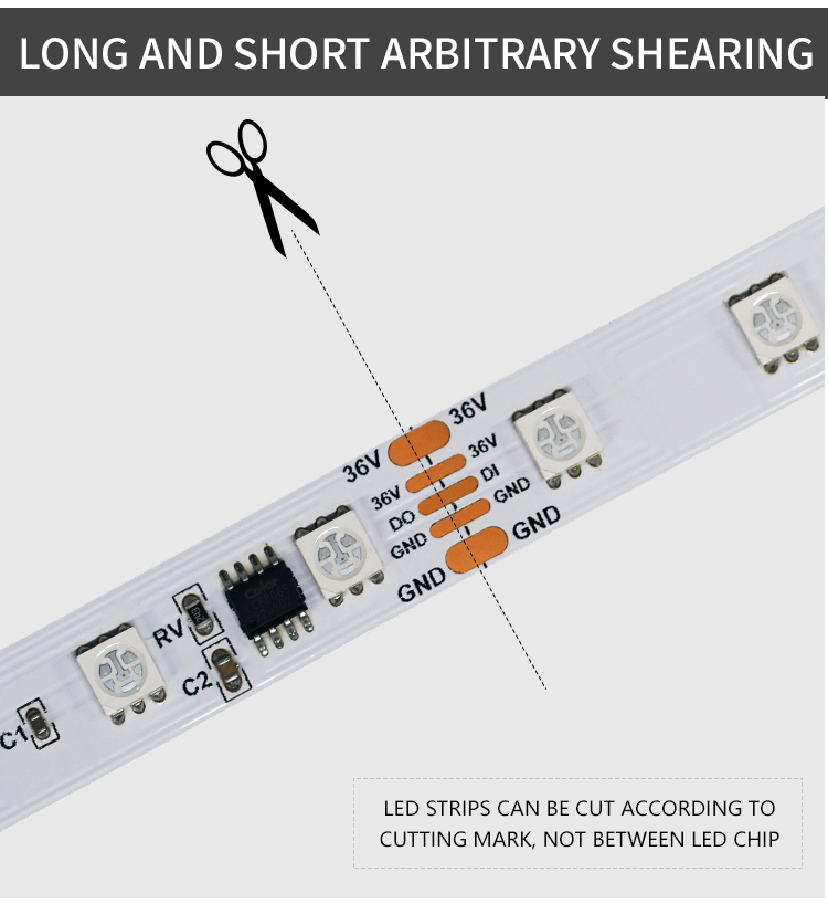 WS2811digital pixel led strip 54leds/m DC36v super length 30m per roll constant current smart led strip rgb