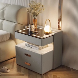 Hiện đại đơn giản sang trọng ba lớp Tủ đầu giường nhà thông minh bằng gỗ lưu trữ cho phòng ngủ hoặc phòng khách bảng gỗ phong cách - Product Image 3