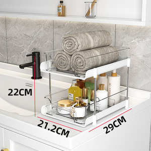 Meuble de rangement étroit coulissant à 3 niveaux en plastique pour salle de bain, avec tiroirs et étagères coulissantes, pour organisation sous l'armoire - Vente en gros - Product Image 4