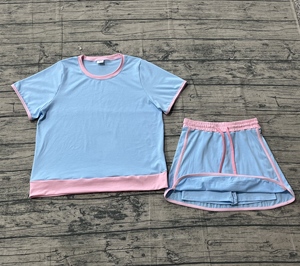 ชุดเสื้อยืดกระโปรงกางเกงขาสั้นผ้าฝ้ายสีพื้นลำลองสำหรับผู้หญิงวัยผู้ใหญ่แฟชั่นฤดูร้อนดีไซน์ใหม่เสื้อผ้าคุณแม่ - Product Image 4