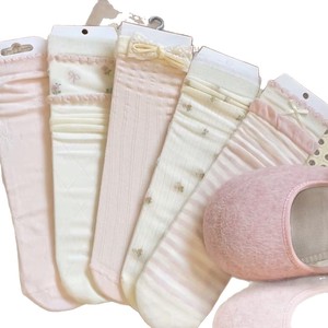 Spring Summer Thin Pink Korean Style Jk Lolita <b>Bow</b> Slouch Socks Breathable Mid Calf Women's Socks - Product Image 4
