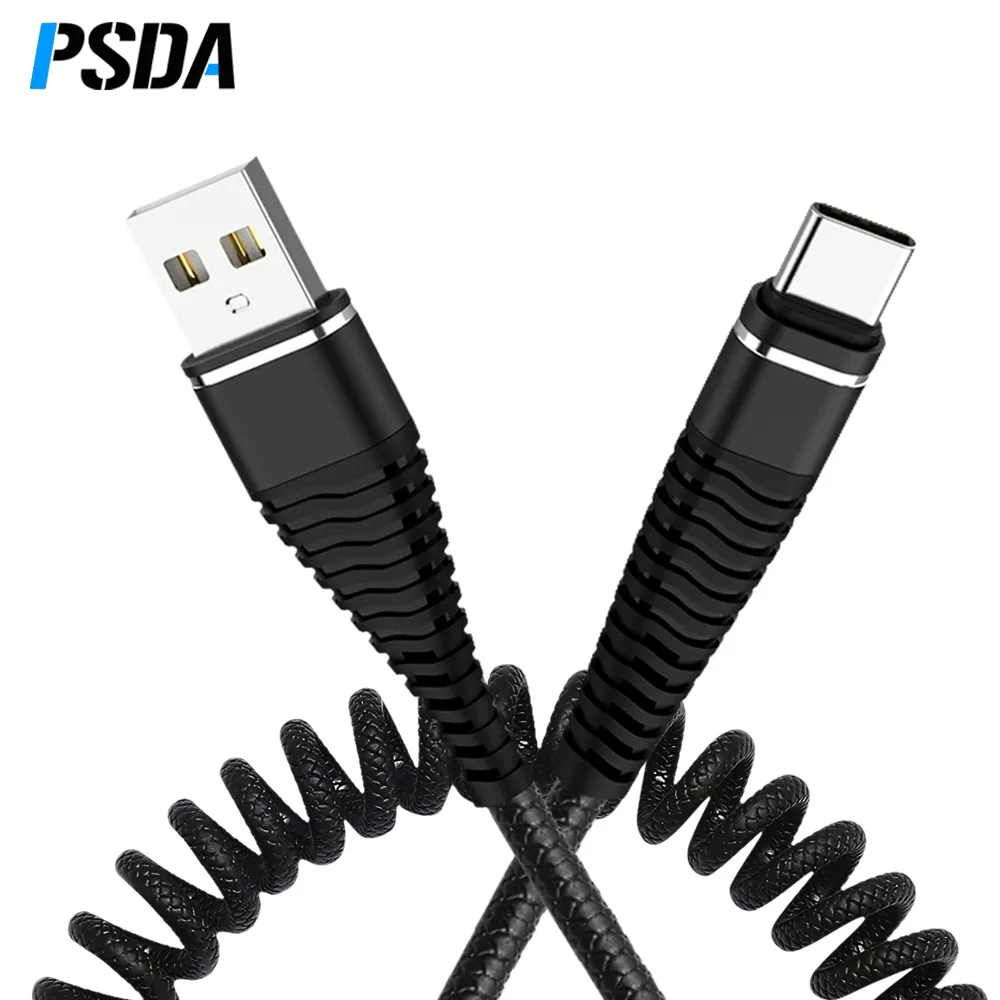 PSDA1.2M 2.1A cavo Micro USB tipo C molla retrattile per Huawei Mate 30 P30 P20 Lite 2.1A cavo dati di ricarica rapida