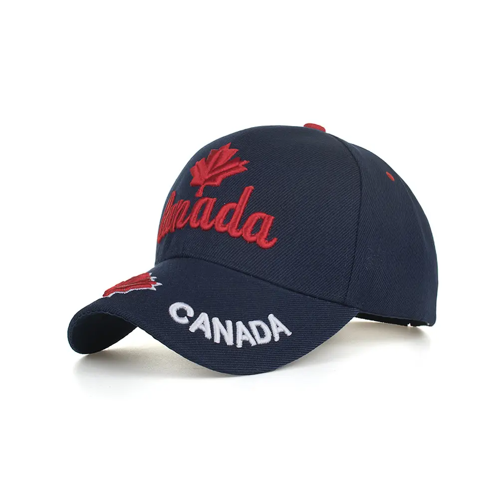 Venta al por mayor 3D bordado Gorras Canadá gorra de béisbol ajustable Mens Gorras de béisbol