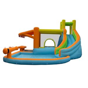 Matériaux et conception sûrs Jouets de sport pour enfants en intérieur et en extérieur Château gonflable avec canon, jeu de lancer d'anneaux, toboggans aquatiques - Product Image 1