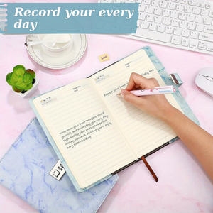 Diario personalizable jaspeado vintage con contraseña Libro personal de cuero A5 de gama alta Diario seguro Emed personalizado - Product Image 4