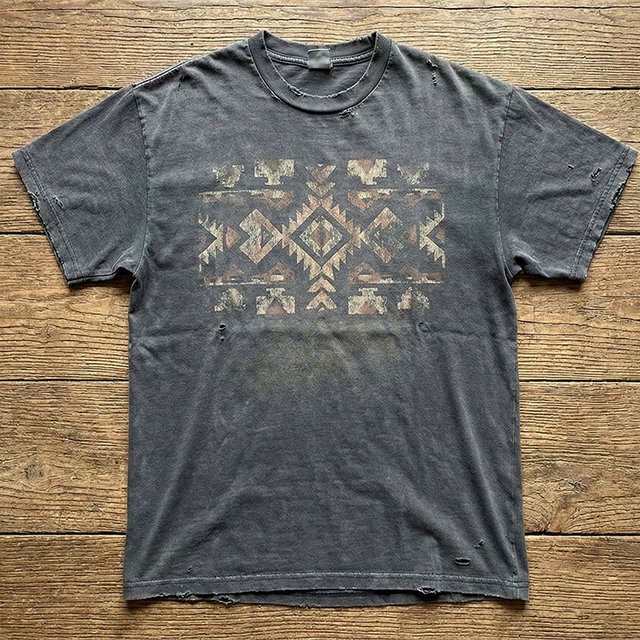 Men's Retro Vintage Graphic T-Shirt 100% Cotton Loose 240 Grams Weight Digital Printing Unique Pattern Design T Shirt