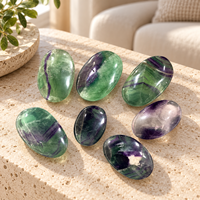 Pierre de palmier en fluorite tricolore polie de 5-6 cm, cristal vert et violet, pierre de méditation pour la décoration, les cadeaux et la collection